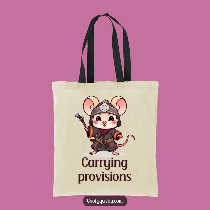Funny Mouse Samurai Tote Bag: Playful Warrior Carryall, Perfect Funny Gift