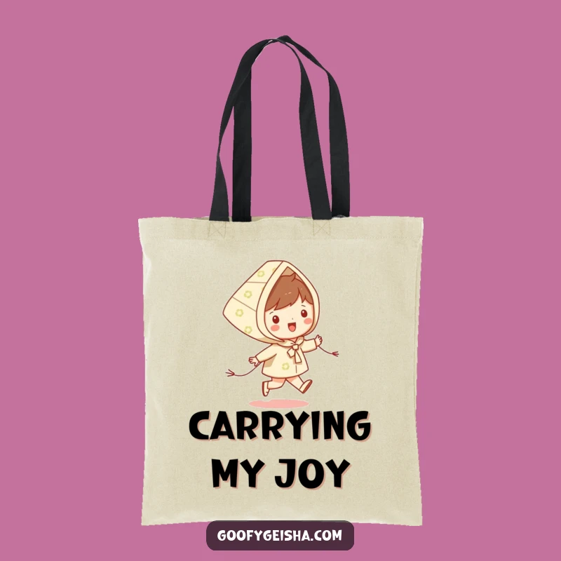 Funny Kite Tote Bag: Happy Skipping Character, Ideal Funny Gift for Errands