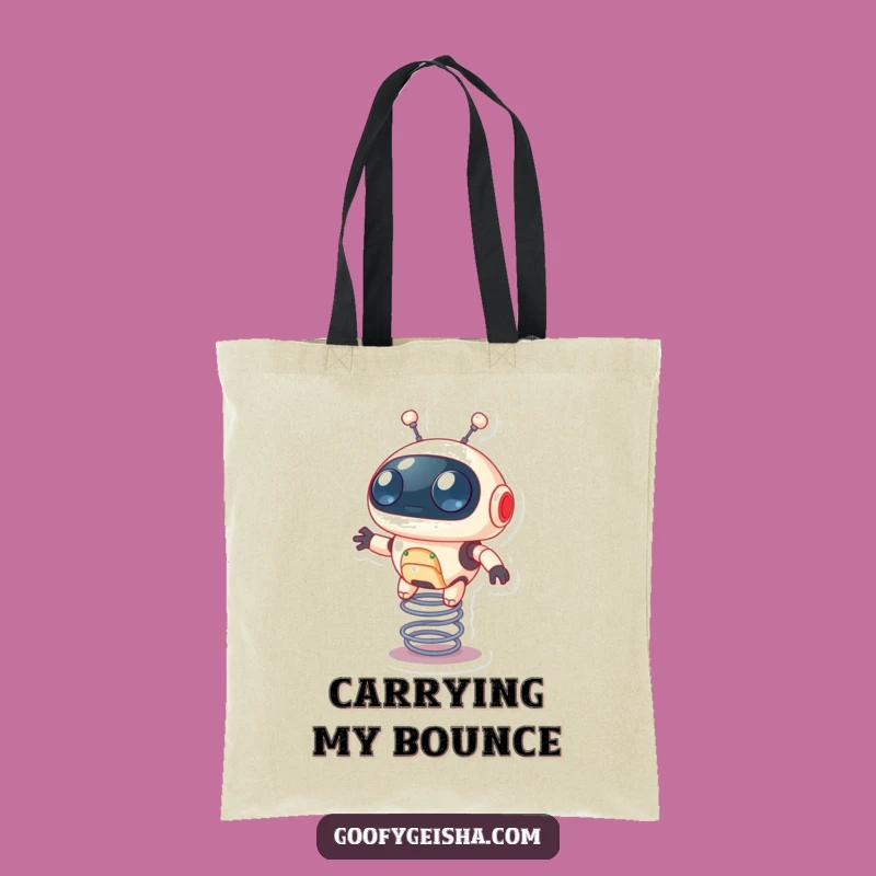 Funny Robot Tote Bag: Bouncy Spring Fun, Perfect Eco-Friendly Gift