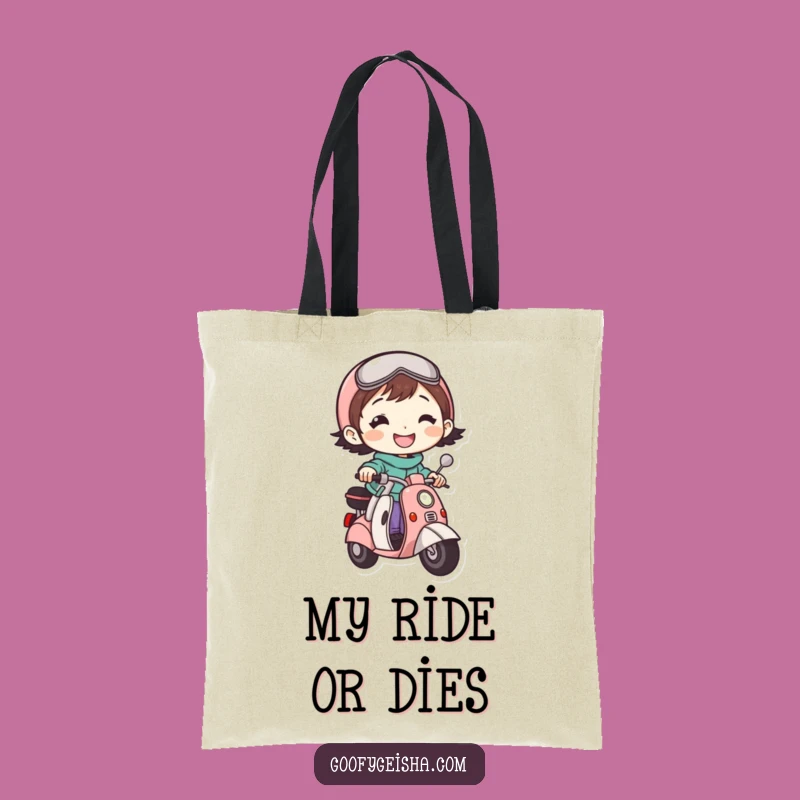 Funny Scooter Character Tote Bag: Cheerful Grin Rider, Ideal Funny Gift for Errands